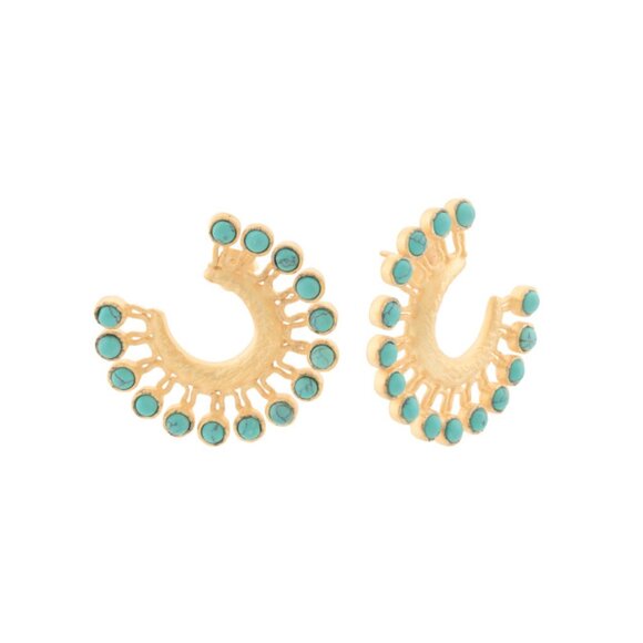 SHAANTI JEWELS  India 18kt Gold Plated Peacock Feathers Front Hoops - Picture 1 of 2